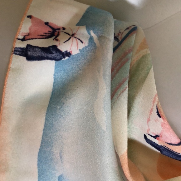 Symphony Scarfs Square Bandana Romantic Elegant Peach, Sky Blue, White EC - Picture 12 of 15